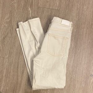 Mango Women's Straight Leg Cream Jeans